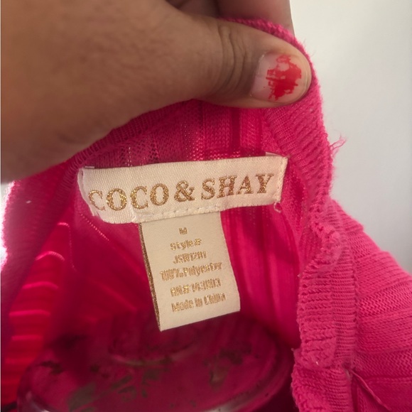 Pink Ribbed Button-Up Blouse - Picture 2 of 3